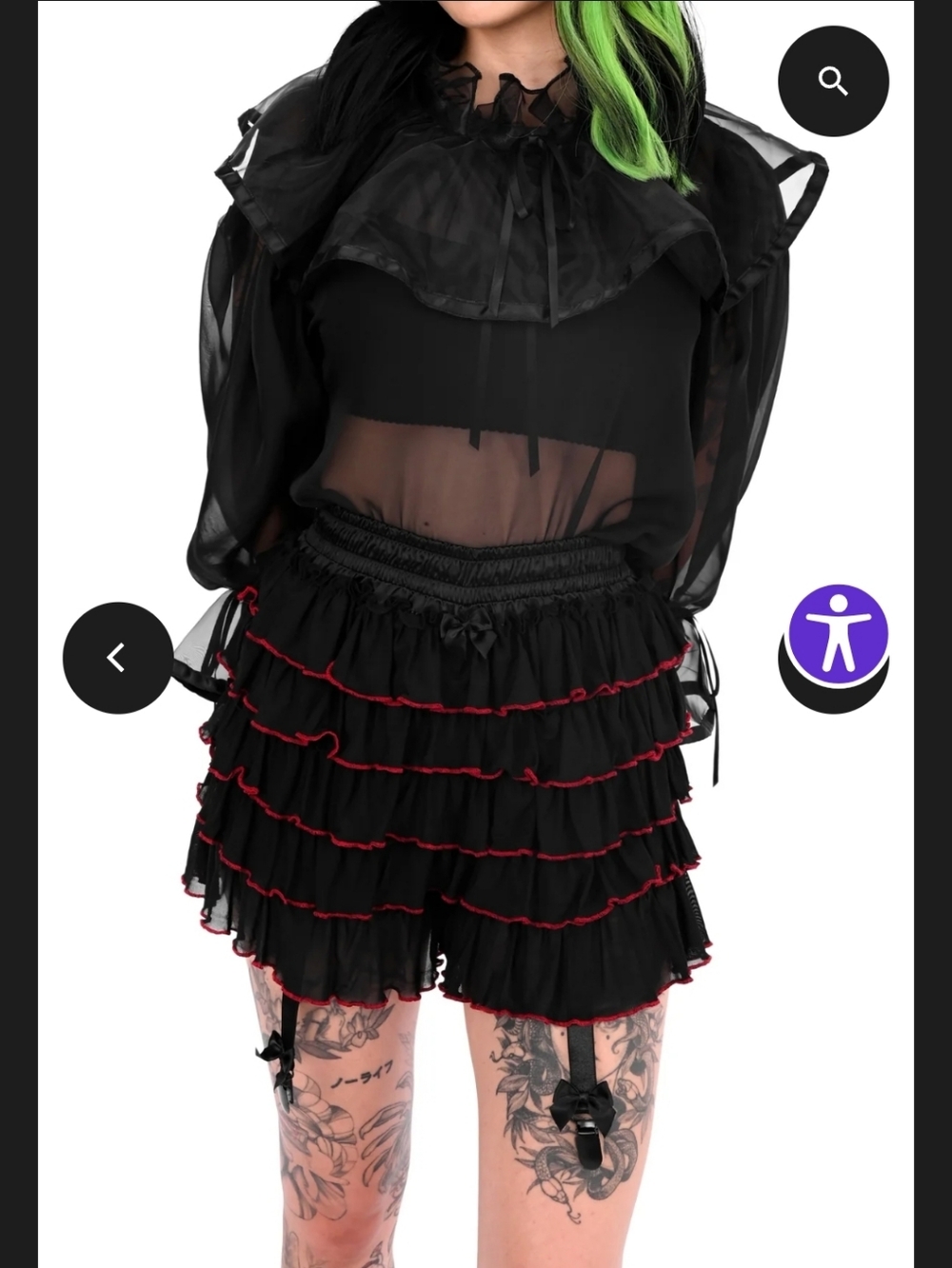 Black Ruffle Bloomers with Red Trim - Picture 2 of 3